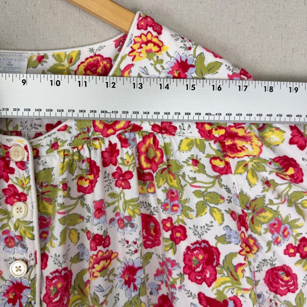 Lands End Floral Flannel Nightgown XL 18-20 Cotton Long Sleeve Cottagecore - Picture 6 of 14